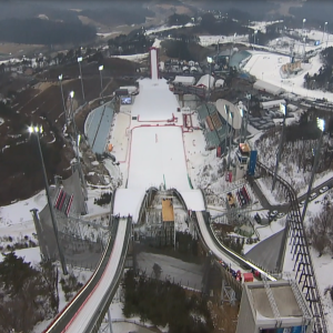 Aerial view of a long ski jump