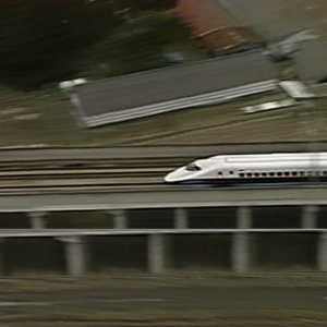 Aerial view of A high-speed train.