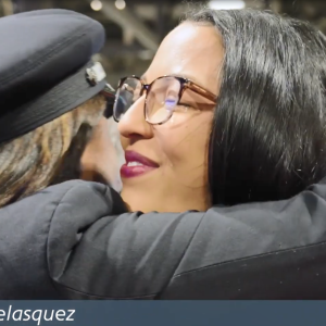 Jessica Velasquez hugging another person