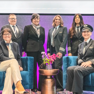 Bonnie Tiburzi and other pilots posed in uniform.