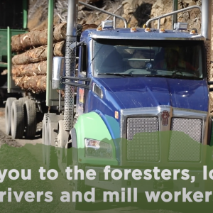 thank you to the foresters, loggers, drivers and mill workers