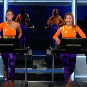 Two trainers on treadmills