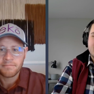 2 people talking over video