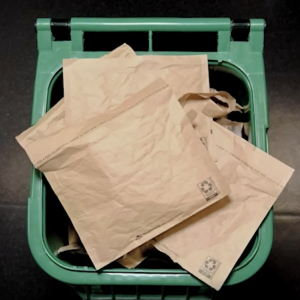 packages in recycling bin