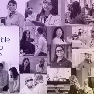 Collage of different people, many in lab or doctors coats.