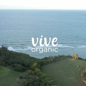 vive organic with ocean background