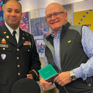 Active duty soldier with a Paramount employee