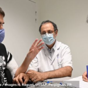 3 people in masks