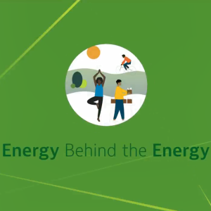 Energy Behind the Energy and abstract image of people exercising.