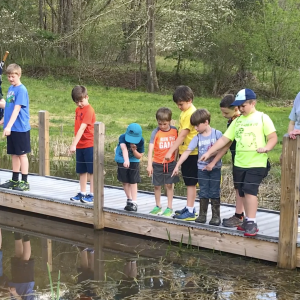 children on bridge over water