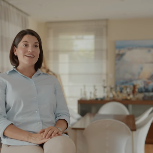Sophia Papamichalopoulos OLY from Cyprus sat on a chair for an interview