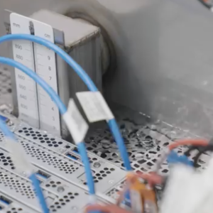 servers connected by blue cables