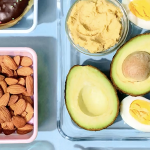 different foods on plates