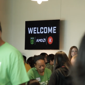 event with WELCOM AMD sign