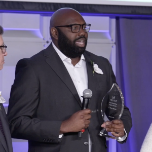 A person receiving an award