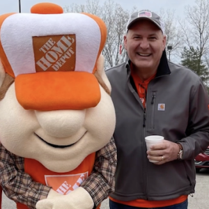 Brock Darby shown with Homer from The Home Depot.