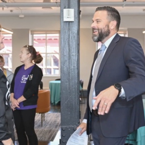 Linda Lamberson talking to another person 