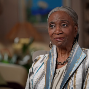 Judge Vanzetta Penn McPherson sat on a chair during an interview 