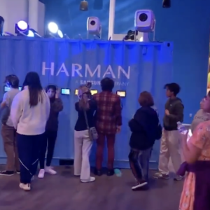 Students at the HARMAN Experience Center.