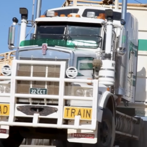 A large truck turning 