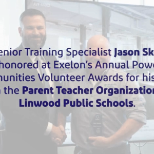 Jason and another shaking hands. A quote imposed on top.