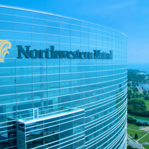 Northwestern Mutual building reflecting the blue sky