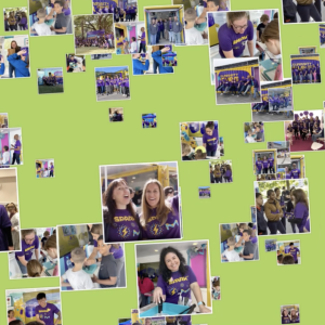 collage of picture of people with green background