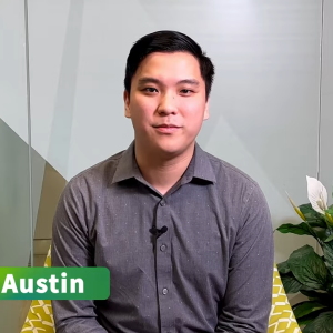 Austin sat on a chair