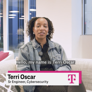 Terri Oscar sat on a couch