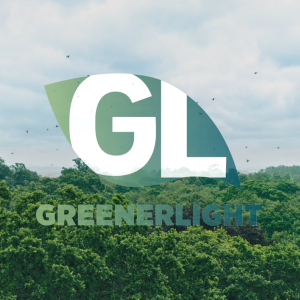 GreenerLight logo over a lush green canopy.