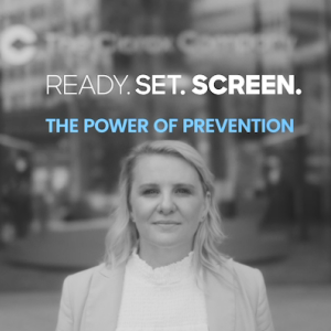 Natalie Hovany. "Ready. Set. Screen. The Power of Prevention" above her.