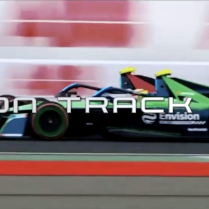 Green car on racetrack
