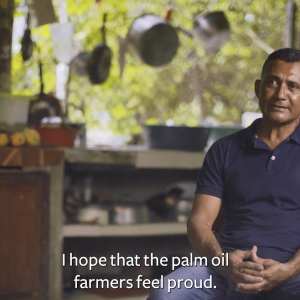 A farmer being interviewed.