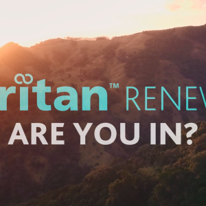 "Tritan Renew. Are you in?" Over a scenic backdrop.