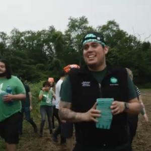 People walking in a field together