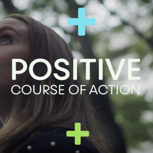 Amanda DeVoe-Bice with the words, "Positive Course of Action" superimposed