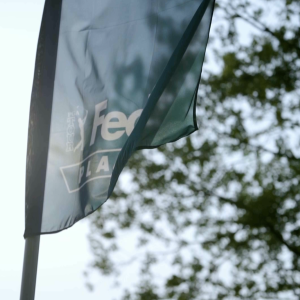 light blue FedExCup Playoffs flag