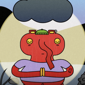 cartoon of character breathing deeply