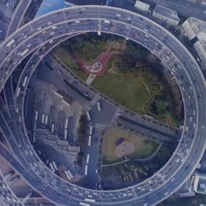 Aerial view of highway junctions