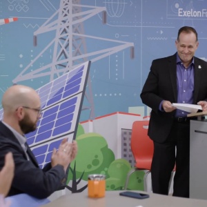 A person stood at a podium