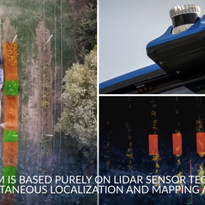 collage of images showing the system's lidar sensor technology at work