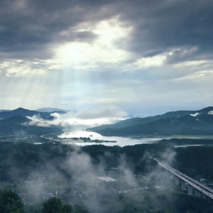 Sun showing through clouds