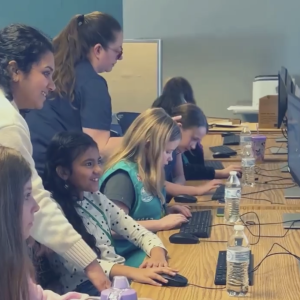 students learning