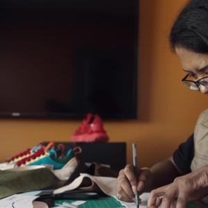 Shavonn workign on a design