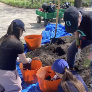 Volunteers gardening