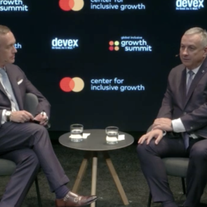 Two speakers at Mastercard's Global Inclusive Growth Summit
