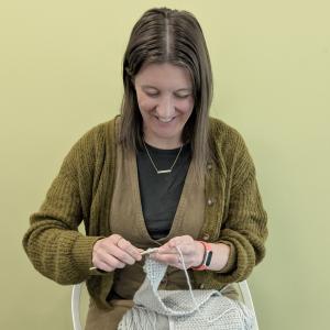 Bekah knitting.