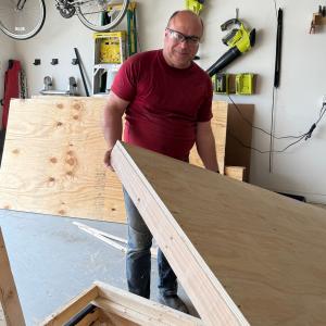 Jim working on a carpentry project.
