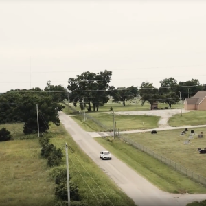 Car driving down a road