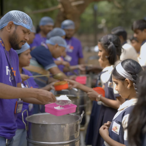 people serving food